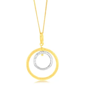 9ct Yellow And White Gold Silverfilled Greek Key Round Pendant Shiels