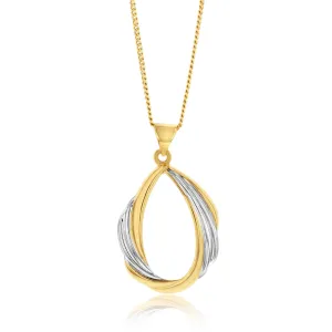 9ct Yellow And White Gold Twisted Pear Shaped Open Pendant Shiels