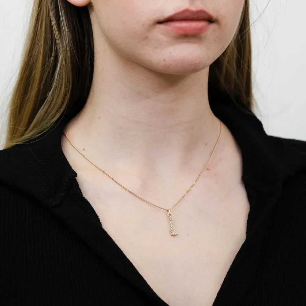 9ct Yellow And White Gold Two Tone Diamond Cut Initial "L" Pendant Shiels