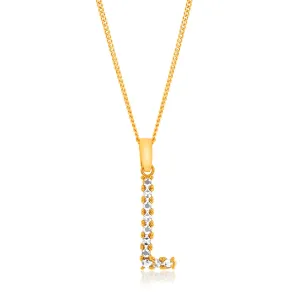 9ct Yellow And White Gold Two Tone Diamond Cut Initial "L" Pendant Shiels