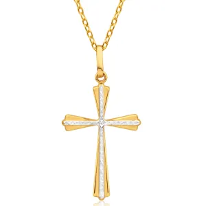 9ct Yellow And White Two Tone Gold Cross Pendant Shiels