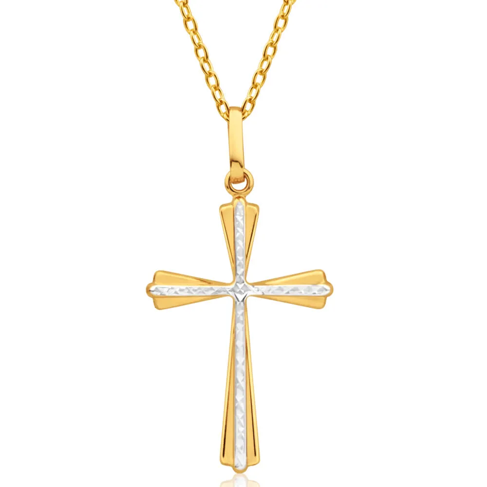 9ct Yellow And White Two Tone Gold Cross Pendant Shiels