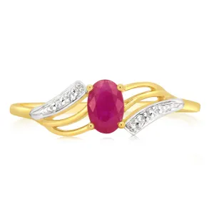 9ct Yellow Gold 0.65 Carat Natural Ruby & Diamonds Ring Shiels