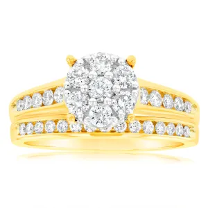 9ct Yellow Gold 1 Carat Diamond 2 Ring Bridal Set Shiels