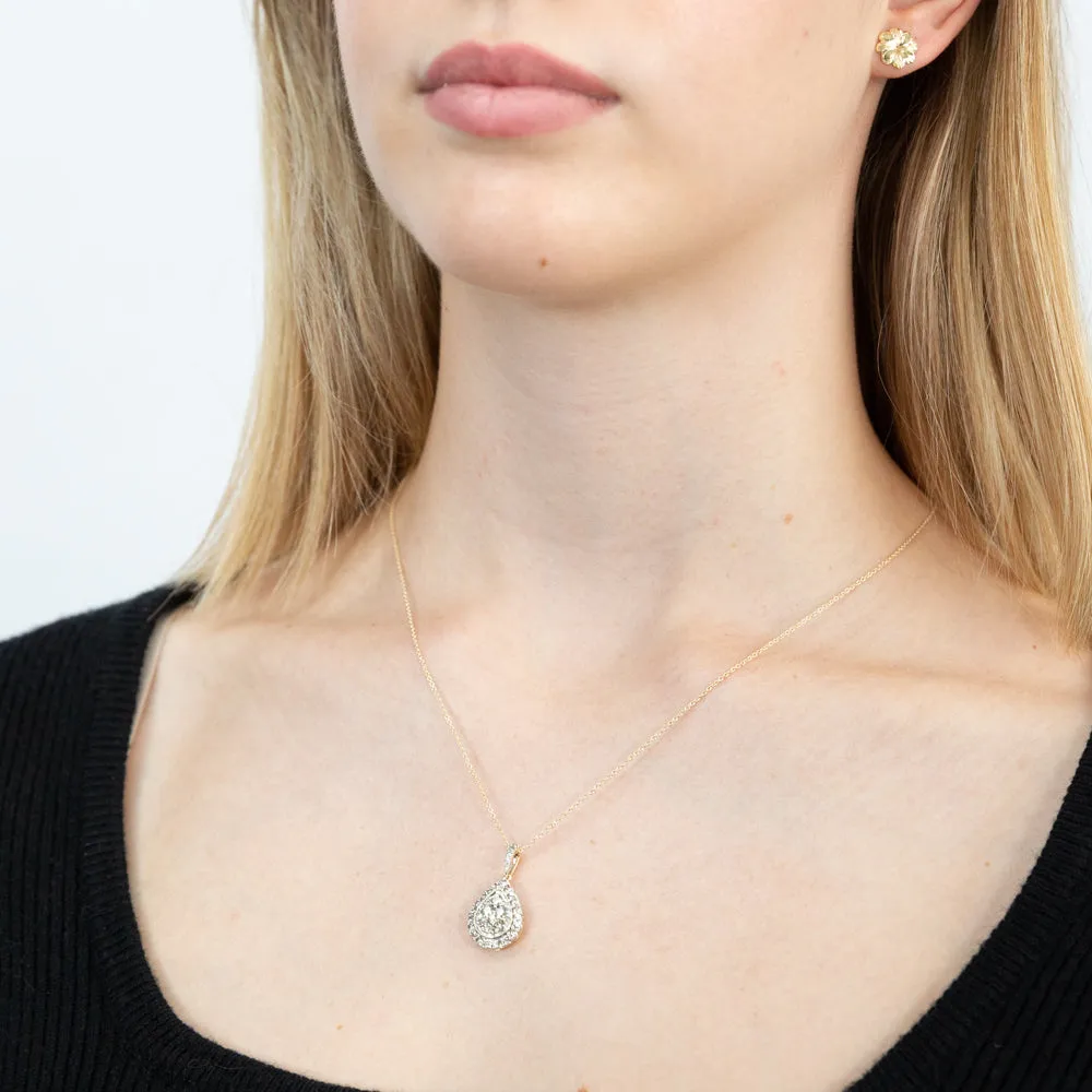 9ct Yellow Gold 1 Carat Diamond Pear Shape Pendant on 45cm Chain Shiels