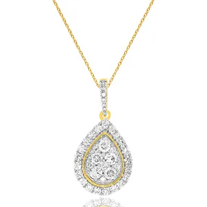 9ct Yellow Gold 1 Carat Diamond Pear Shape Pendant on 45cm Chain Shiels