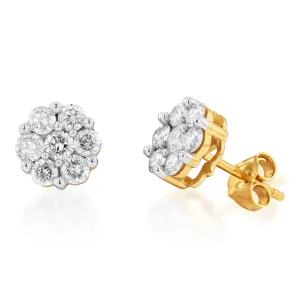 9ct Yellow Gold 1 Carat Diamond Stud Earrings Shiels