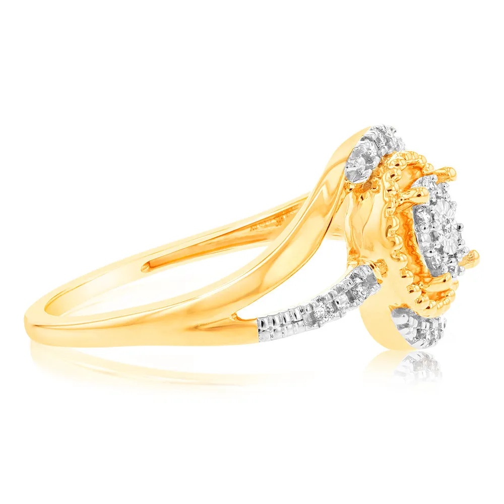 9ct Yellow Gold 1/10 Carat Diamond Dress Ring Shiels