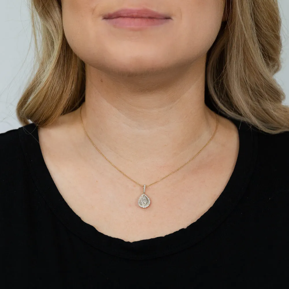9ct Yellow Gold 1/2 Carat Diamond Pear Shaped Pendant on 45cm Chain Shiels