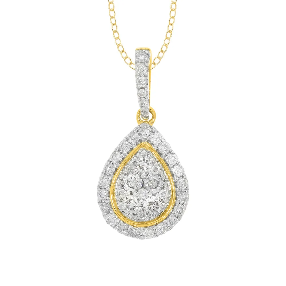 9ct Yellow Gold 1/2 Carat Diamond Pear Shaped Pendant on 45cm Chain Shiels