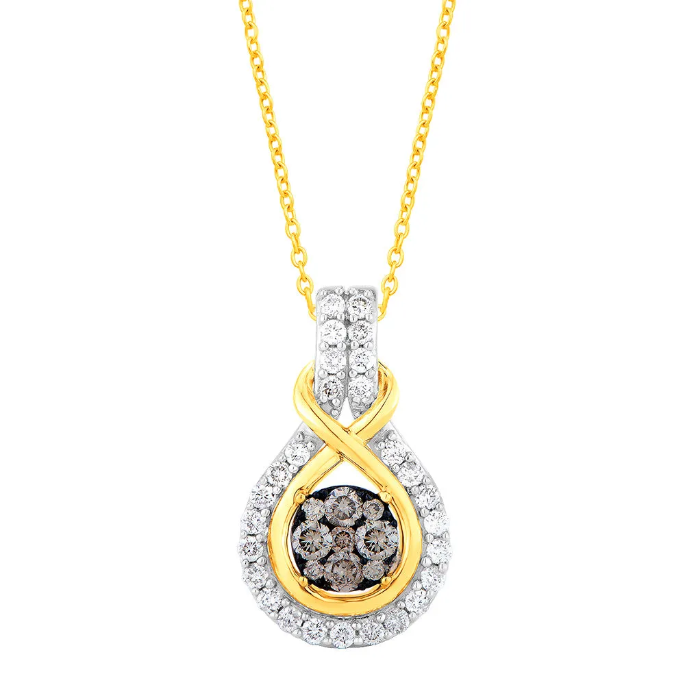 9ct Yellow Gold 1/2 Carat Diamond Pendant with 36 Australian Diamonds on 9ct 45cm Chain Shiels