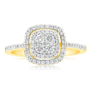 9ct Yellow Gold 1/2 Carat Diamond Ring Set With 73 Brilliant Cut Diamonds Shiels