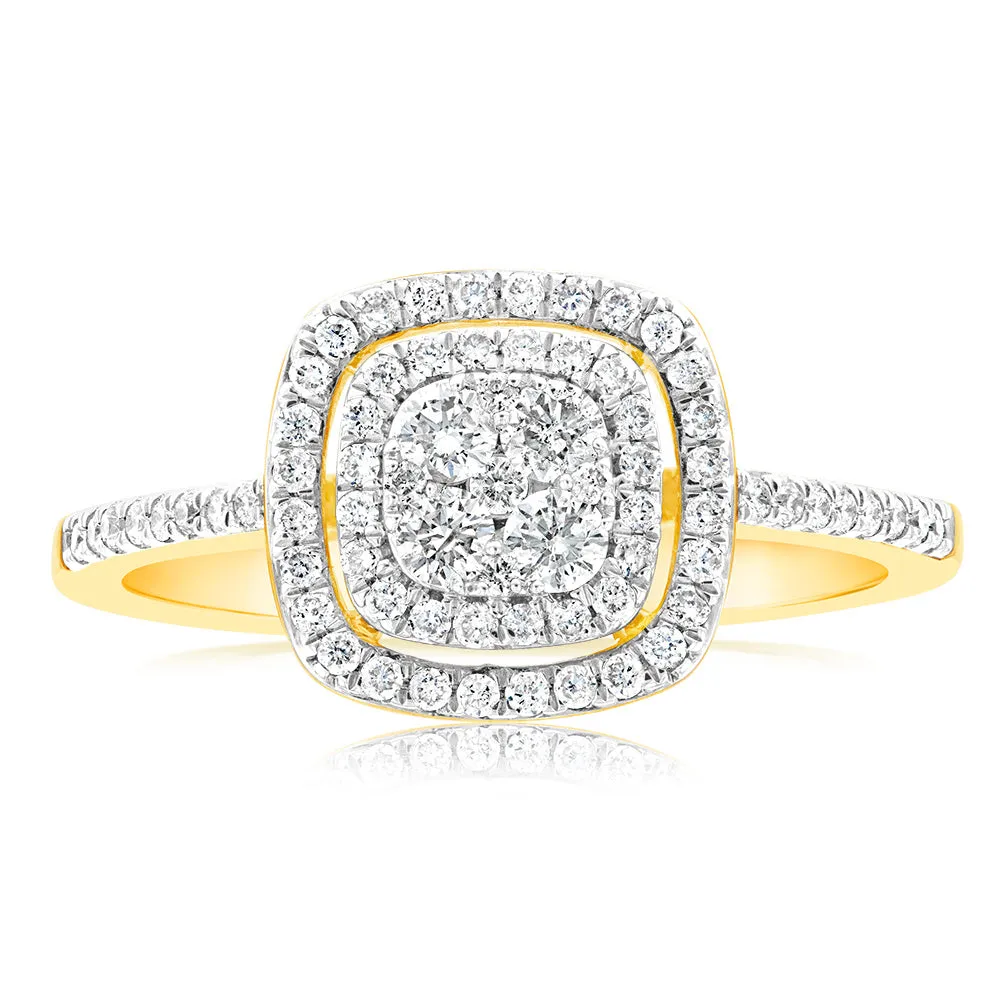 9ct Yellow Gold 1/2 Carat Diamond Ring Set With 73 Brilliant Cut Diamonds Shiels