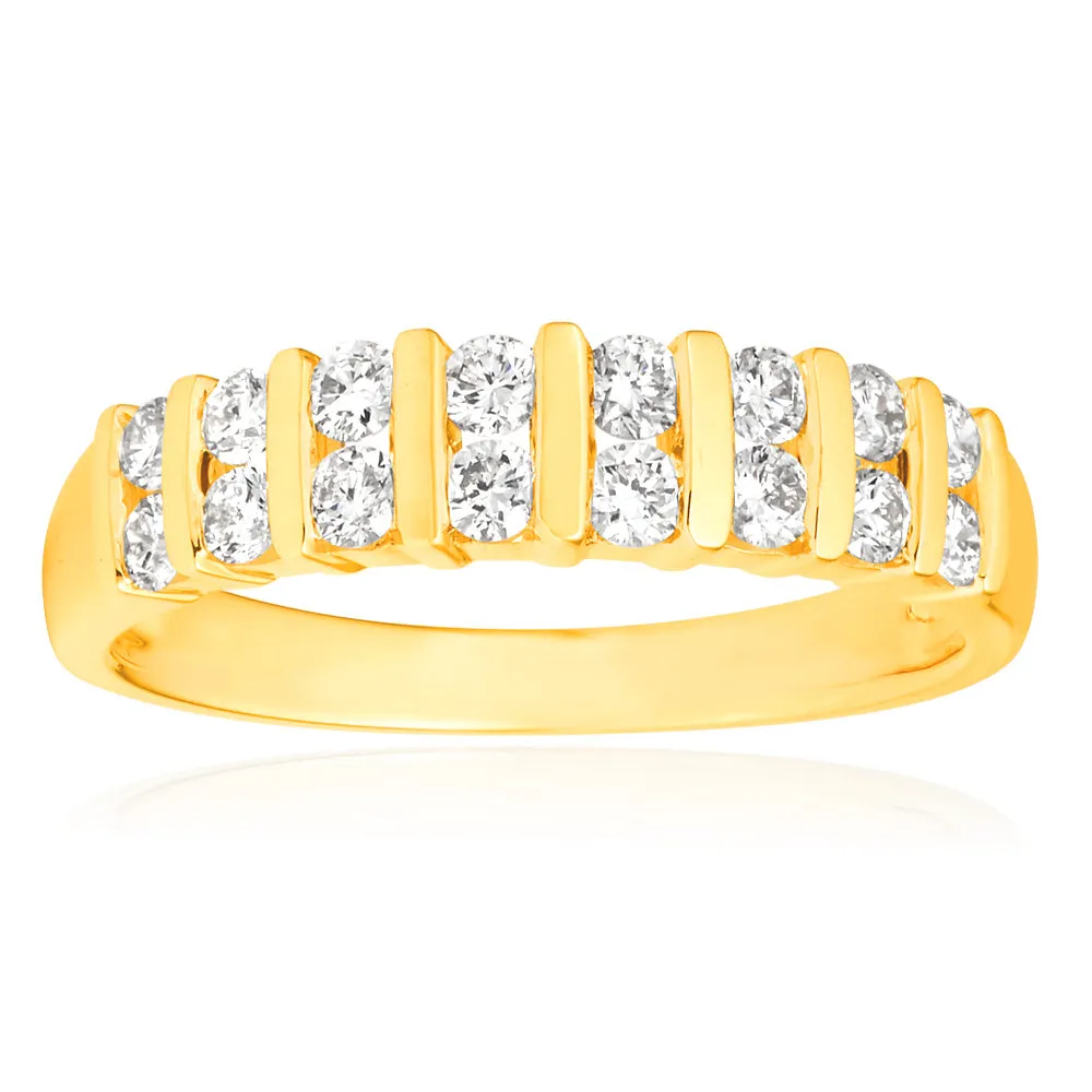 9ct Yellow Gold 1/2 Carat Double Row Channel Set Diamond Ring Shiels