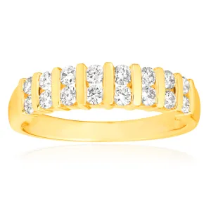 9ct Yellow Gold 1/2 Carat Double Row Channel Set Diamond Ring Shiels