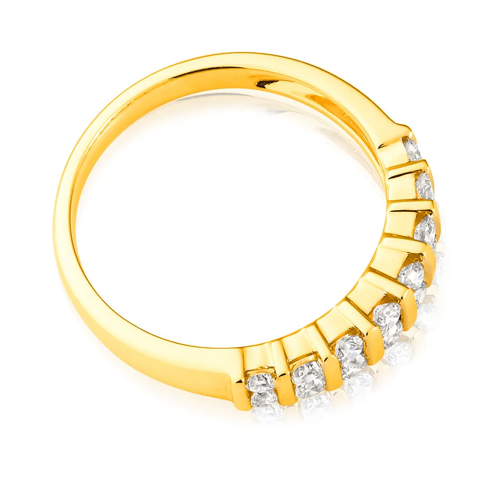 9ct Yellow Gold 1/2 Carat Double Row Channel Set Diamond Ring Shiels