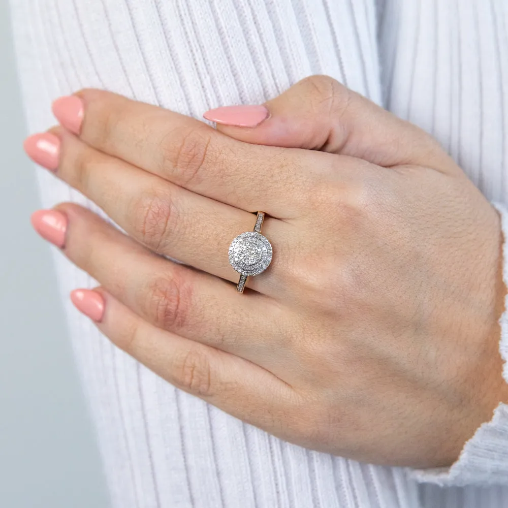 9ct Yellow Gold 1/2 Carat Halo Diamond Ring Shiels