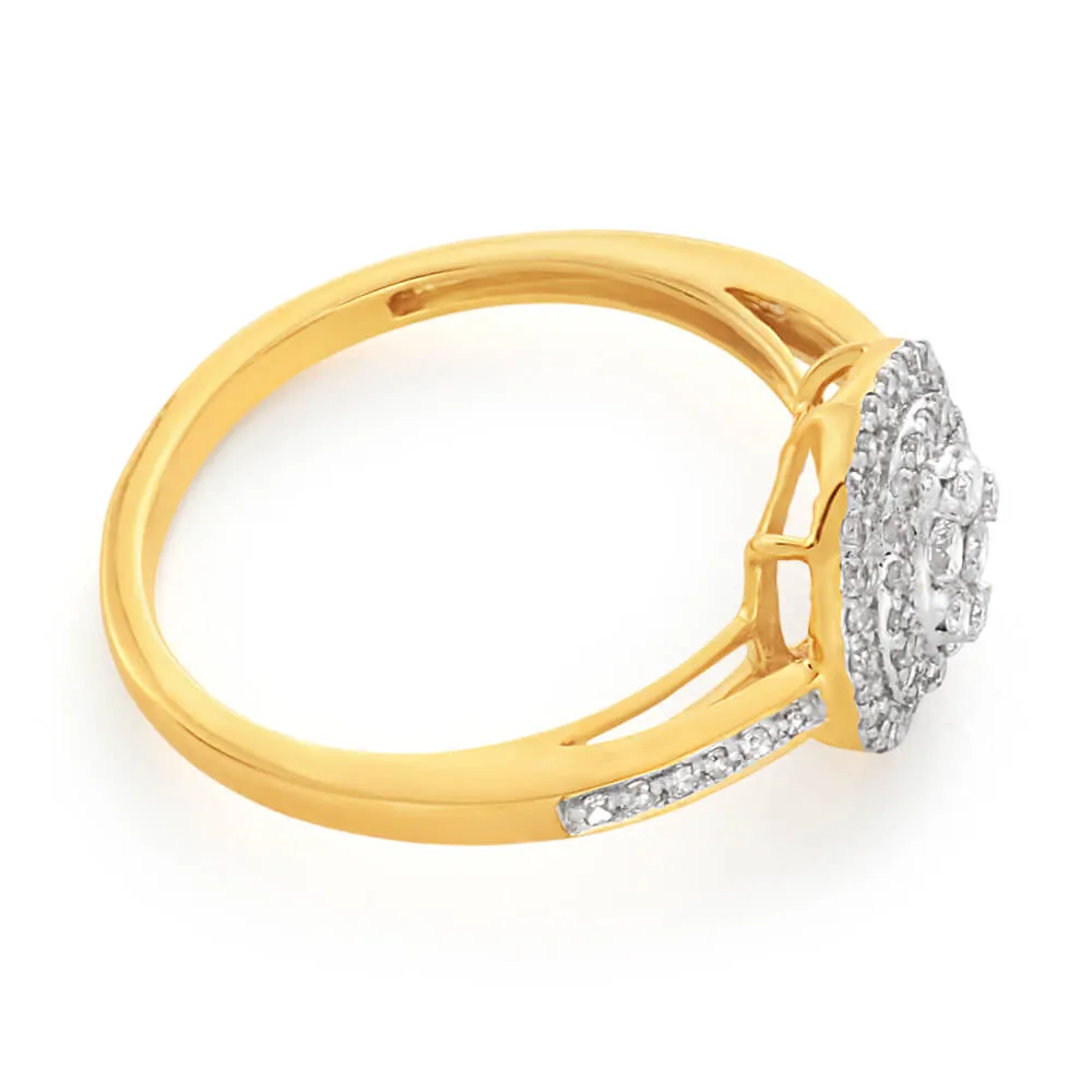 9ct Yellow Gold 1/2 Carat Halo Diamond Ring Shiels
