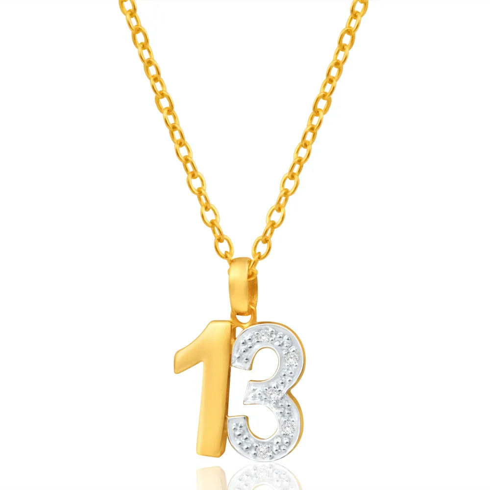 9ct Yellow Gold 13 Diamond Pendant Shiels