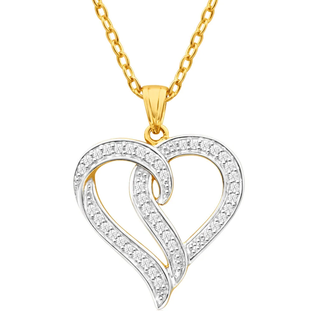 9ct Yellow Gold 1/4 Carat Diamond Heart Pendant Shiels