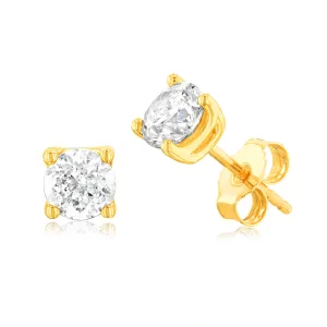 9ct Yellow Gold 1.40 Carat Diamond Stud Earrings Shiels