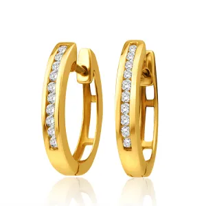 9ct Yellow Gold 1/5 Carat Diamond Hoop Earrings Shiels