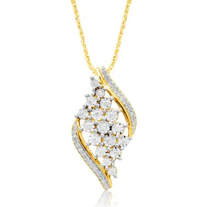 9ct Yellow Gold 1/5 Carat Diamond Pendant on 45cm 9ct Gold Chain Shiels