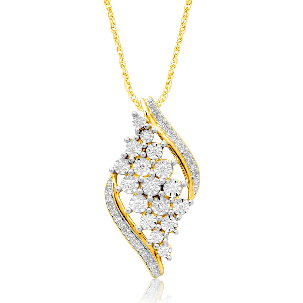 9ct Yellow Gold 1/5 Carat Diamond Pendant on 45cm 9ct Gold Chain Shiels