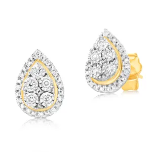 9ct Yellow Gold 1/6 Carat Diamond Pear Stud Earrings Shiels