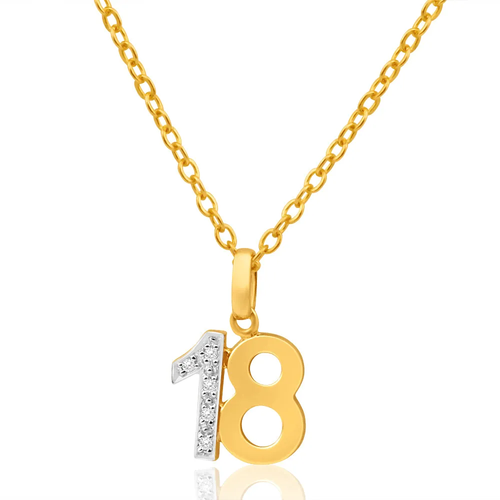 9ct Yellow Gold 18 Diamond Pendant Shiels