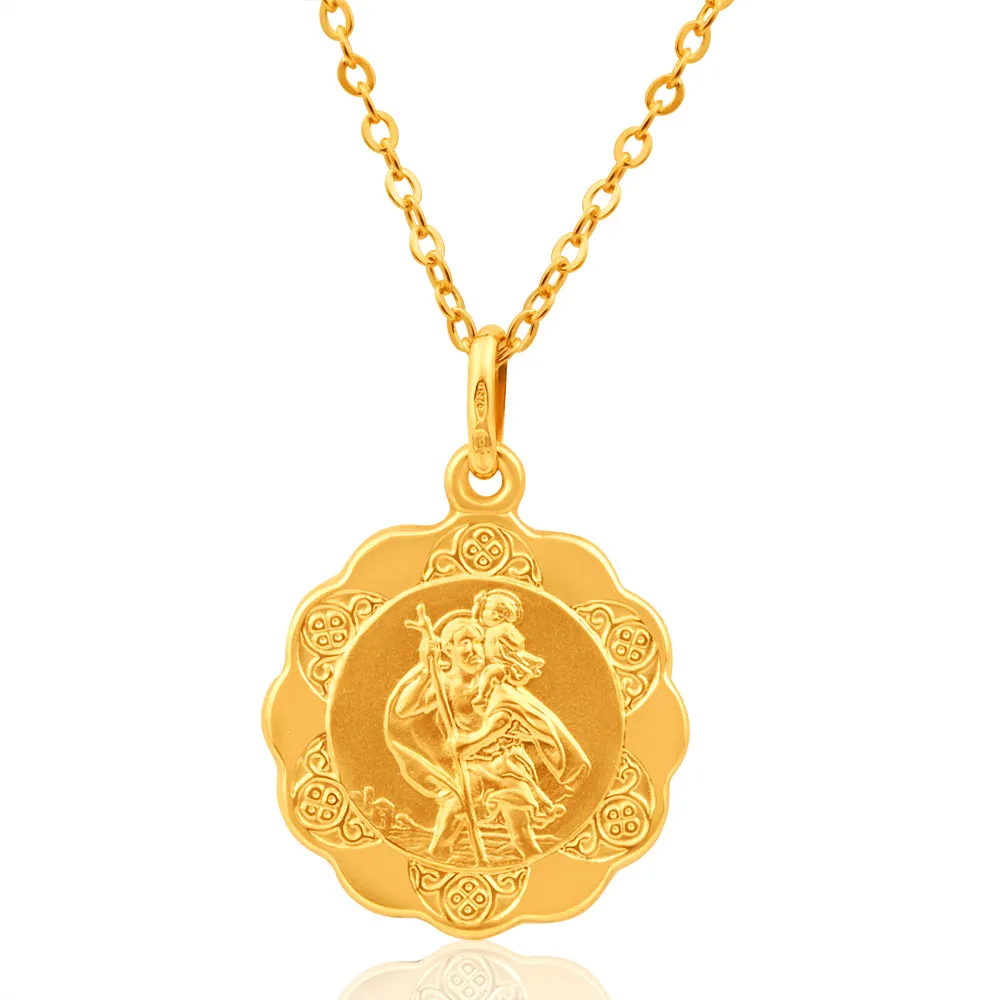 9ct Yellow Gold 18mm St Christopher Pendant Shiels