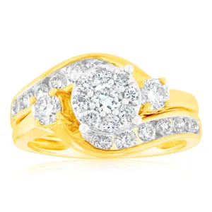 9ct Yellow Gold 2 Ring Bridal Set With 25 Diamonds Totalling 1 Carat Shiels
