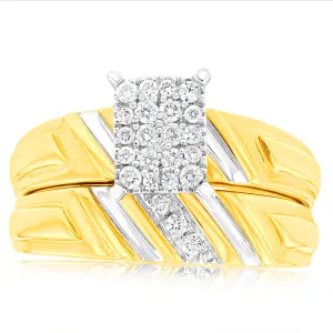 9ct Yellow Gold 2-Ring Diamond Bridal set with 0.20 Carat of Diamonds Shiels