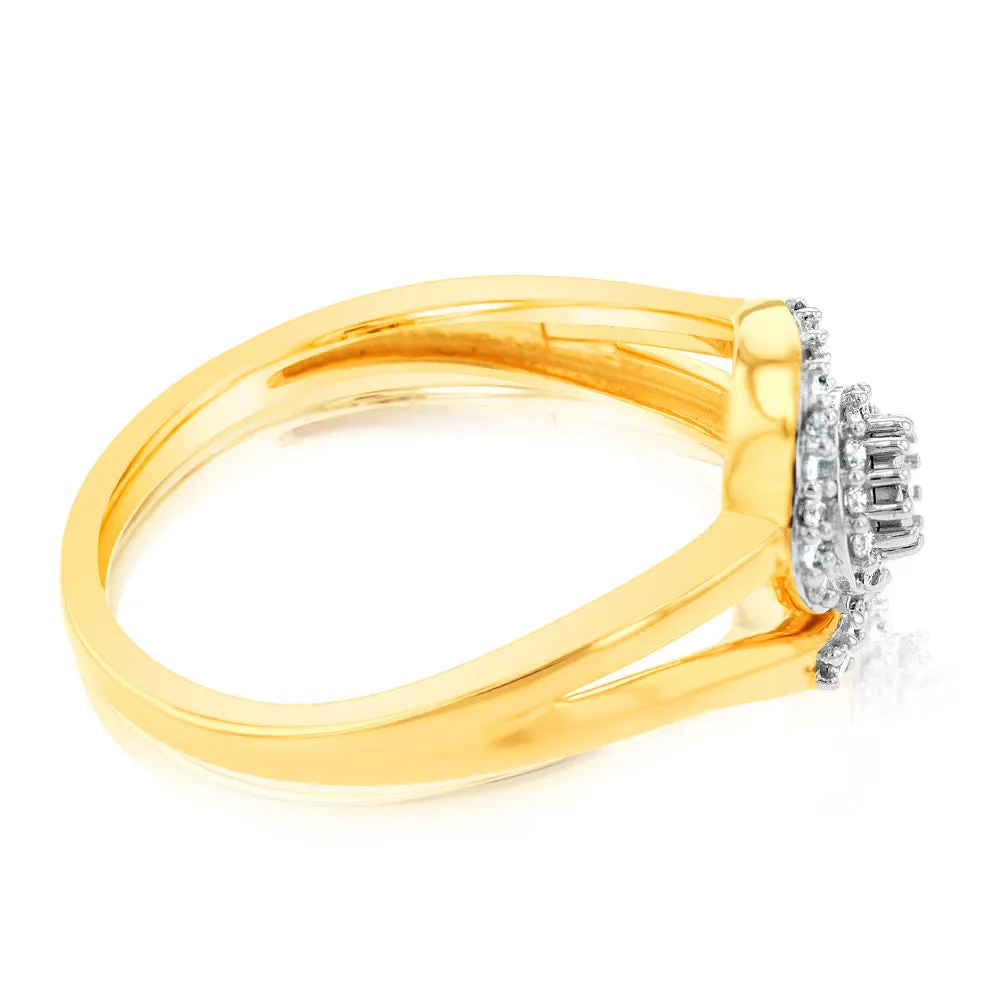 9ct Yellow Gold 23 Diamonds Swirl Ring Shiels