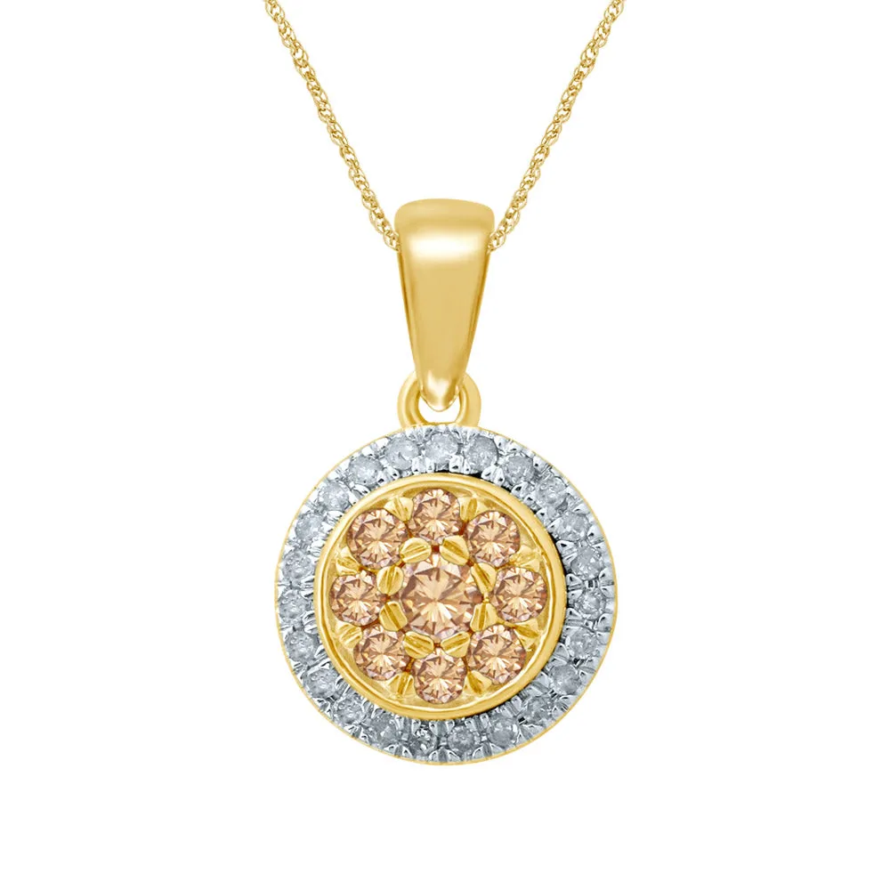 9ct Yellow Gold 3/8 Carat Western Australian Diamond Cluster Pendant on 45cm Chain Shiels