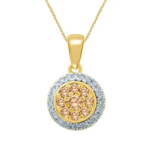 9ct Yellow Gold 3/8 Carat Western Australian Diamond Cluster Pendant on 45cm Chain Shiels