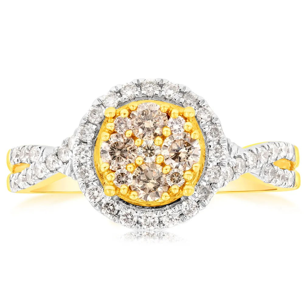 9ct Yellow Gold 4/5 Carat Diamond Round Shape Cluster Ring Shiels