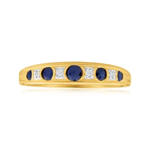 9ct Yellow Gold 5 Natural Sapphire and Diamond Ring Shiels