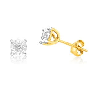 9ct Yellow Gold 5 Points Diamond Stud Earrings Shiels