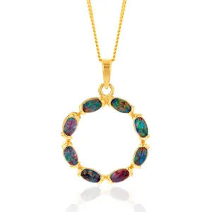9ct Yellow Gold 5x3mm Triplet Opal Circle of Life Pendant Shiels