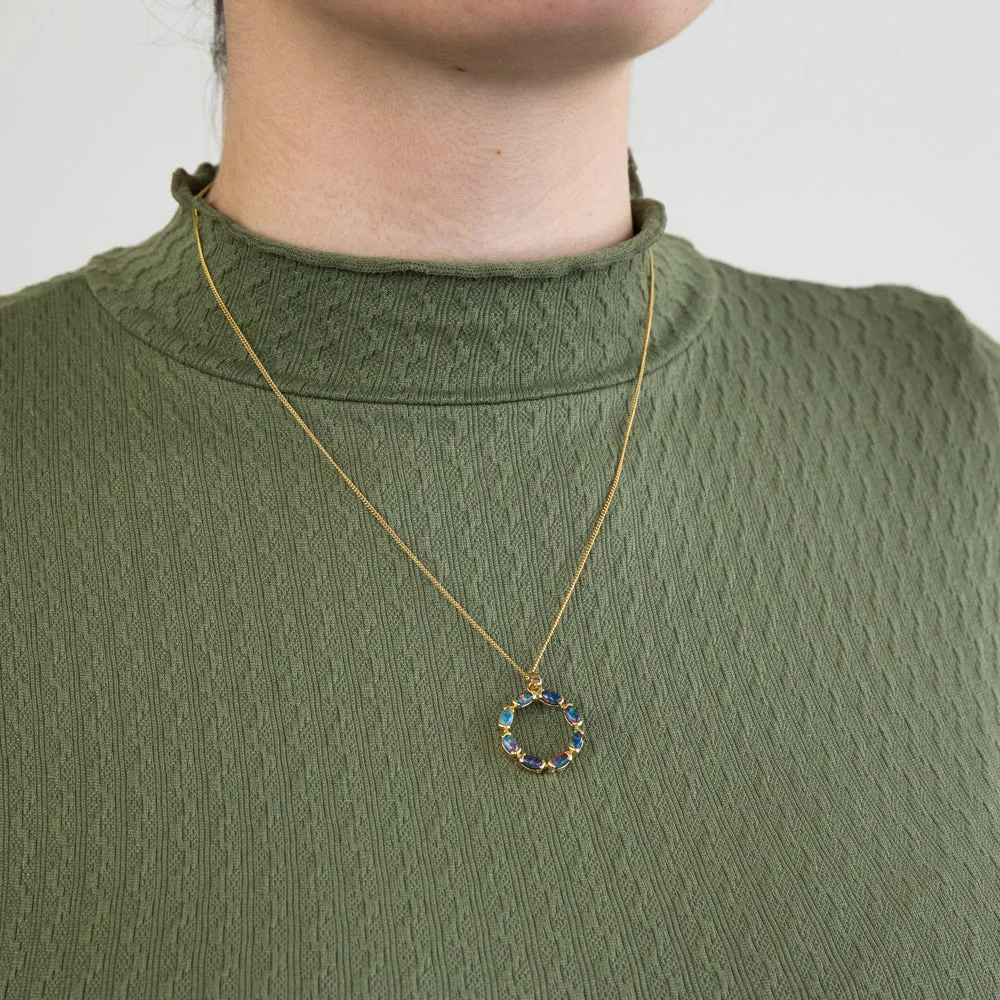 9ct Yellow Gold 5x3mm Triplet Opal Circle of Life Pendant Shiels