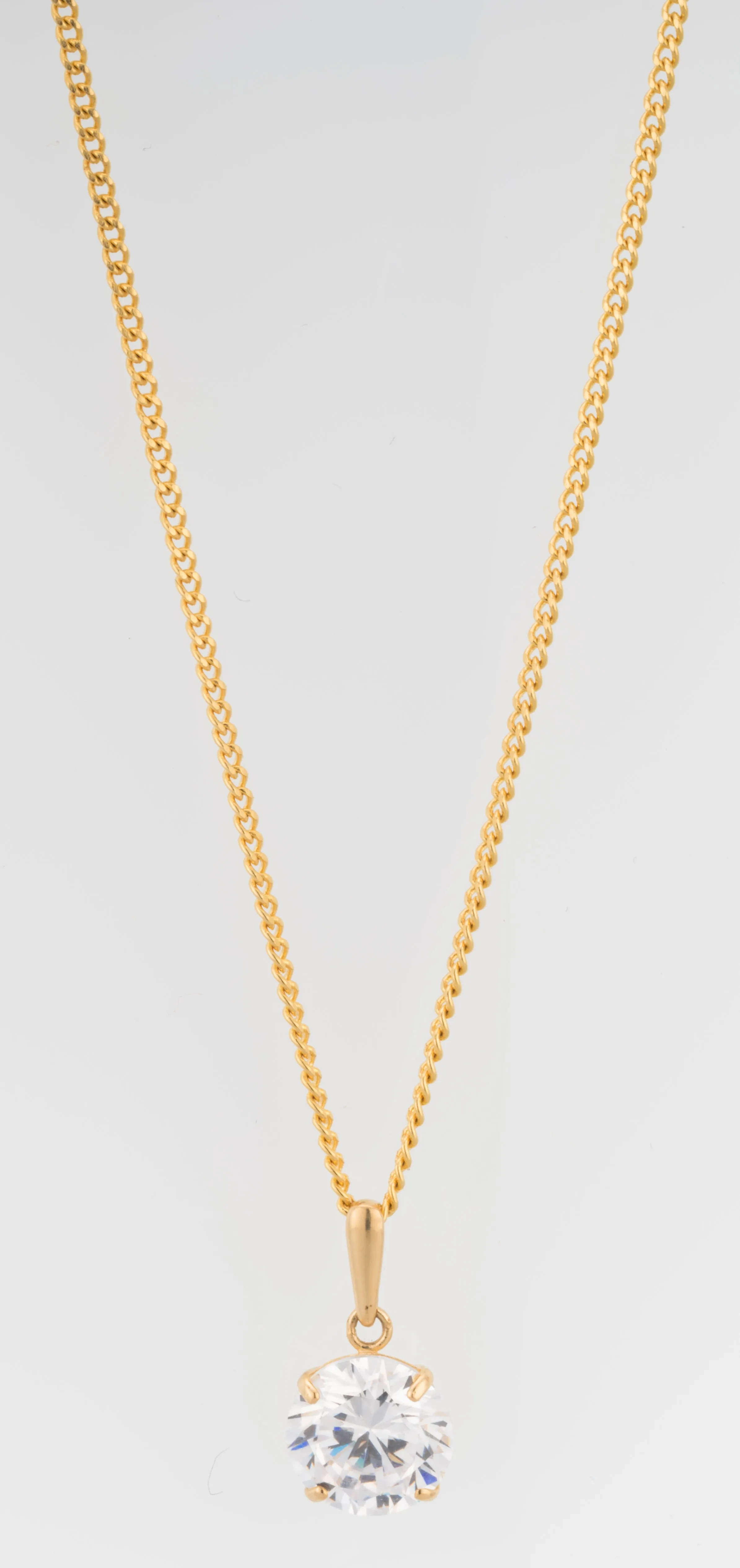 9ct Yellow Gold 8mm Brilliant Cut Zirconia Pendant Shiels