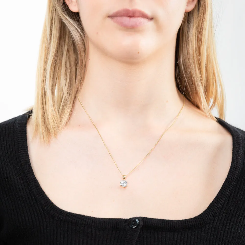 9ct Yellow Gold 8mm Cubic Zirconia Pendant Shiels