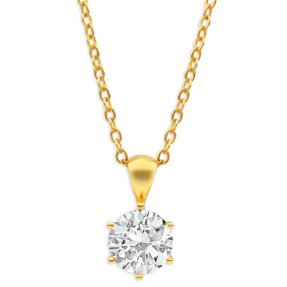 9ct Yellow Gold 8mm Cubic Zirconia Pendant Shiels