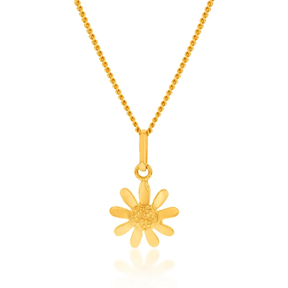 9ct Yellow Gold 9mm Flower Pendant Shiels