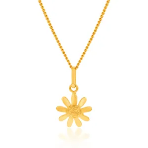 9ct Yellow Gold 9mm Flower Pendant Shiels