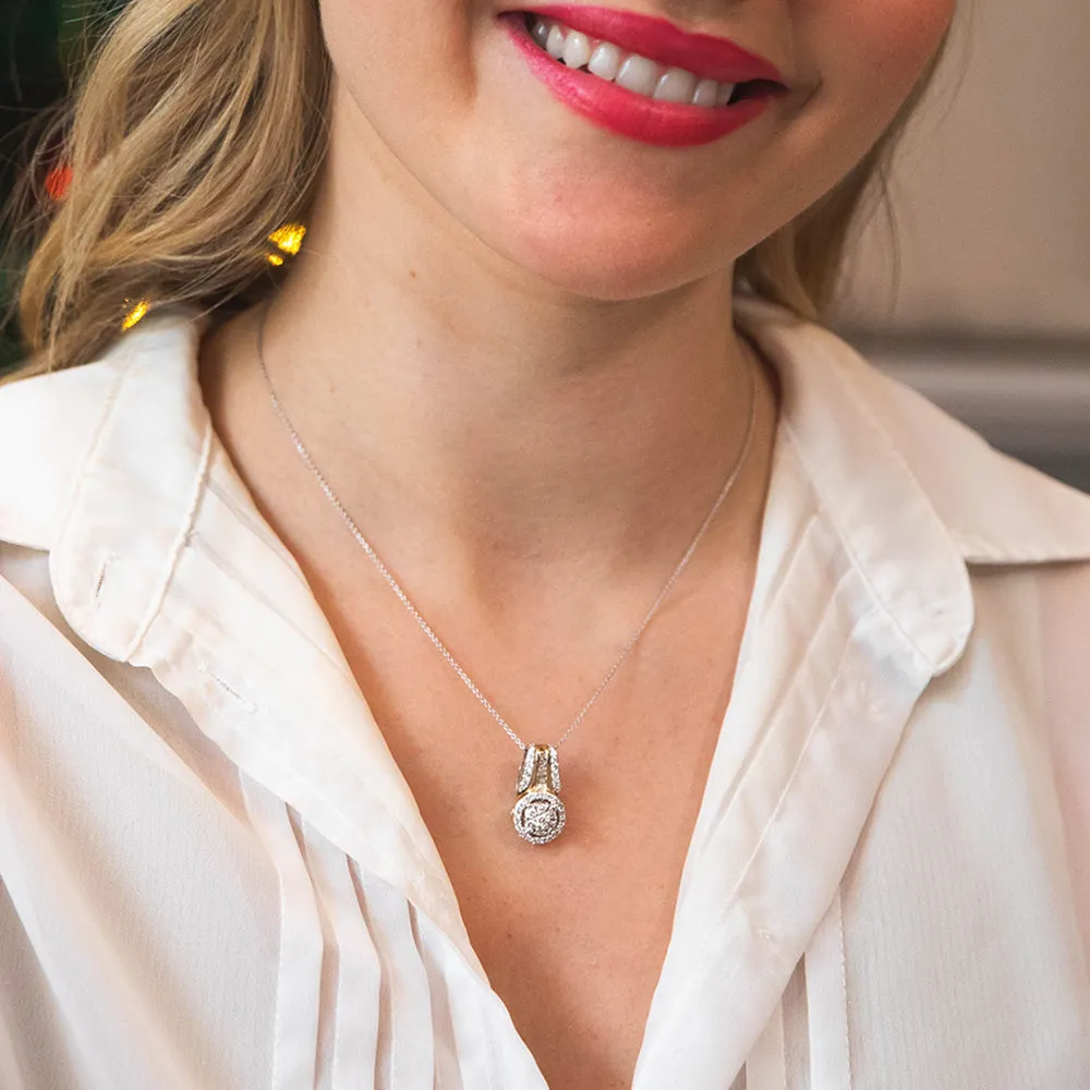 9ct Yellow Gold & White Gold Diamond Pendant With Chain Shiels