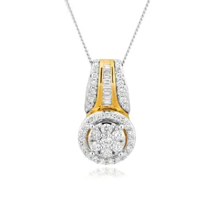 9ct Yellow Gold & White Gold Diamond Pendant With Chain Shiels