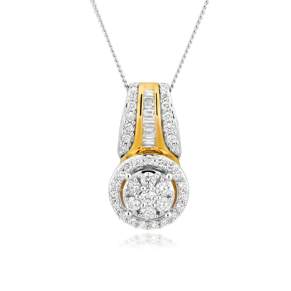 9ct Yellow Gold & White Gold Diamond Pendant With Chain Shiels