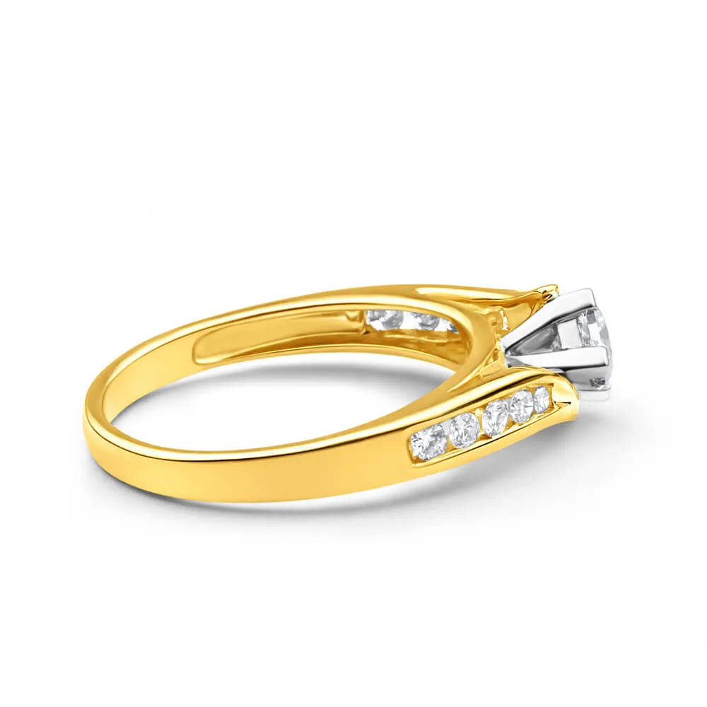 9ct Yellow Gold & White Gold Ring With 1/2 Carat Of Diamonds Shiels